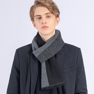 冬季围巾男款2025新款高级感格子加厚保暖仿羊绒围脖男士生日礼物