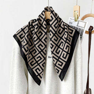 领巾 西装 棉麻小方巾丝巾女2025新款 高级感春秋洋气围巾女士配衬衫