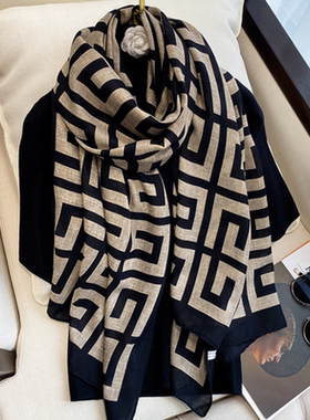 冬季保暖丝巾女2025新款两用围巾高级感春秋棉麻洋气时尚女士披肩