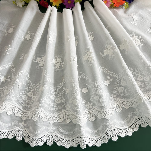 宽35cm双层立体刺绣花边蕾丝裙布料女装服装高档棉布辅料居家布艺