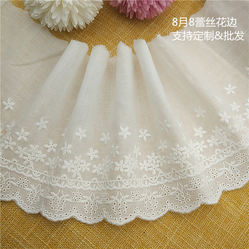 夏季精品女服装辅料DIY手工娃衣领裙边装饰布料棉布刺绣纯棉花边
