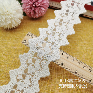 辅料DIY头饰材料双边刺绣网纱花边 服装 日韩 宽6cm纯棉线精品蕾丝