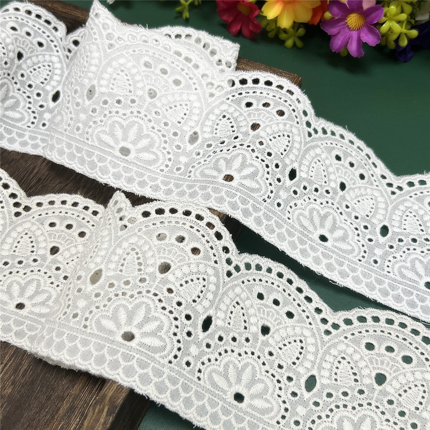 宽7.8cm双锁边棉布刺绣花边女装服饰辅料全棉蕾丝服装布料DIY配饰