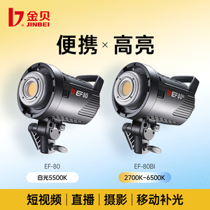 金贝EF80WLED补光灯手持移动室内外摄影摄像采访打光灯视频直播灯人像美食珠宝摄影灯影棚拍照灯常亮柔光灯