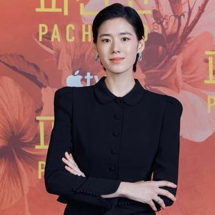 高端2026春设计师品牌三醋酸法式短外套收腰娃娃领气质西装女