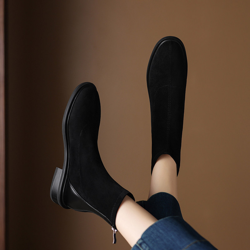 法式显瘦粗跟绒面2025新款秋冬加绒瘦瘦靴女袜靴瘦瘦靴短靴弹力靴,女鞋,弹力靴/袜靴,淘宝优惠券,粉丝福利购,淘宝优惠卷