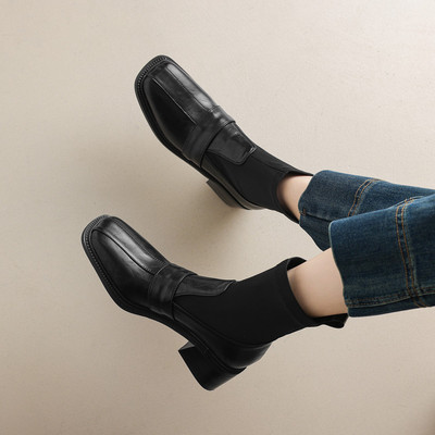 2025新款秋冬厚底弹力靴