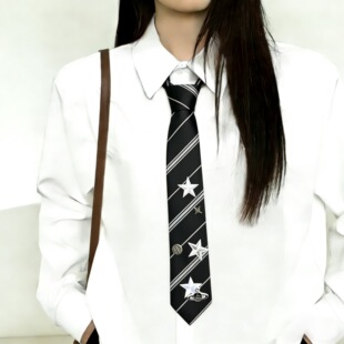 日系星星条纹领带女懒人免打款学院风JK西装衬衫装饰配饰领带街头