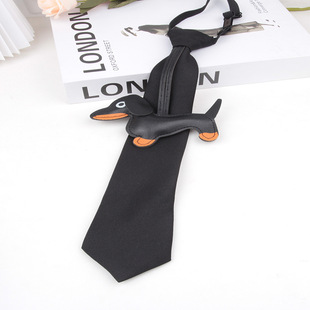 腊肠狗可爱系黑色领带ins风懒人免打款男女衬衫搭配潮人个性领带