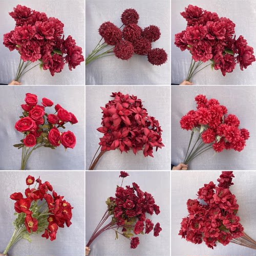 仿真花红色婚庆地排花婚礼装饰花