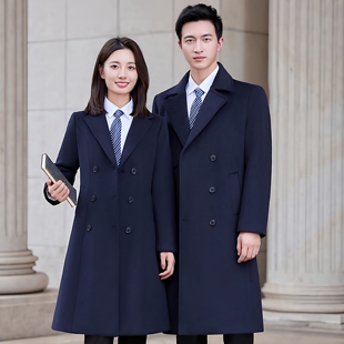 正装中长款男女同款呢子大衣外套气质酒店珠宝店前台秋冬天工作服