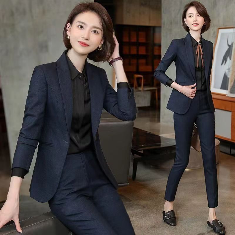 秋冬天西装套装女前台气质职业高端小个子职场正装修身酒店工作服