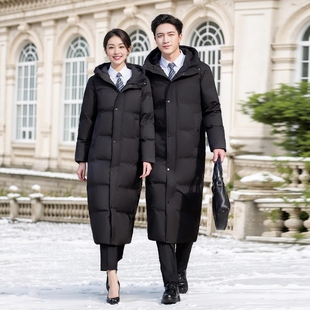职业装棉服管理员物业客服长款售楼部加厚棉衣外套男女冬季工作服