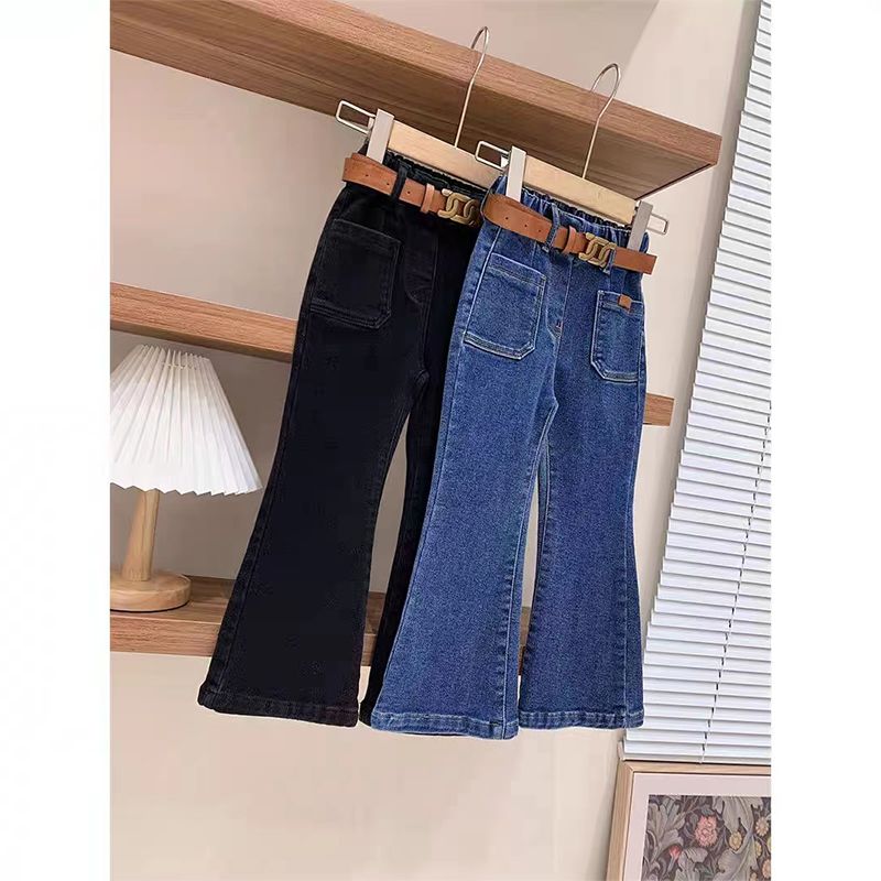 女童童装牛仔裤子春秋季中大童韩版新款女孩休闲修身弹力微喇叭裤