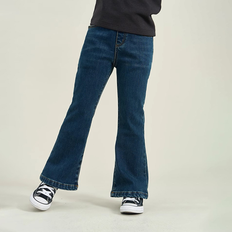 女童秋冬修身牛仔喇叭裤