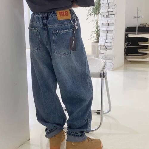 女童牛仔裤童装春秋直筒裤