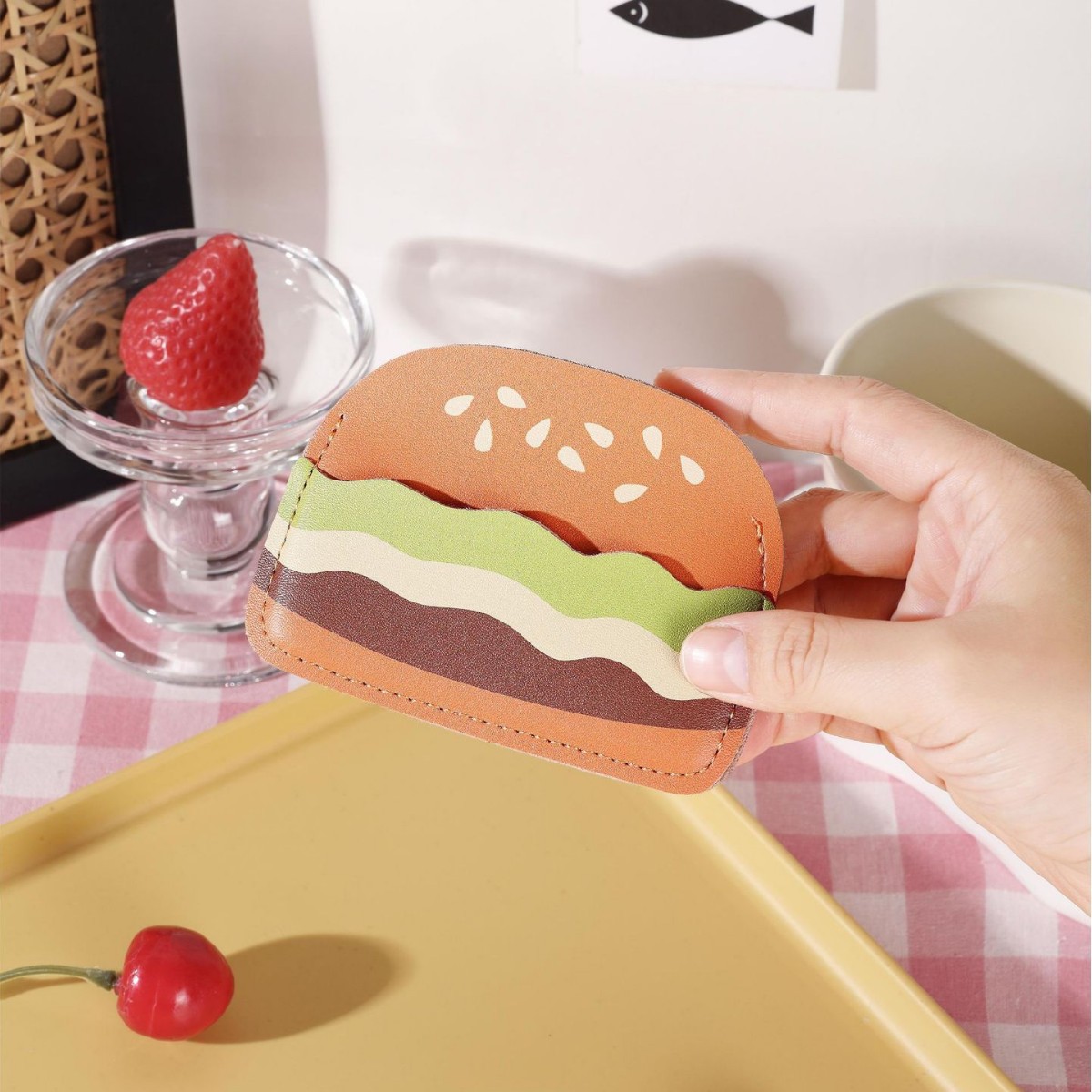 仿真汉堡卡包元气可爱迷你零钱卡位便携创意卡包一片式超薄