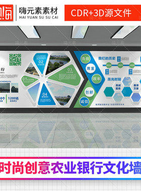 蓝色新款上市银行文化墙展板宣传栏IT互联网通用CDR矢量3D源文件