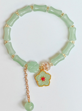 卡卡KA中国风仿东陵玉竹节手链 四叶草葫芦水晶 雅韵节节高升手串