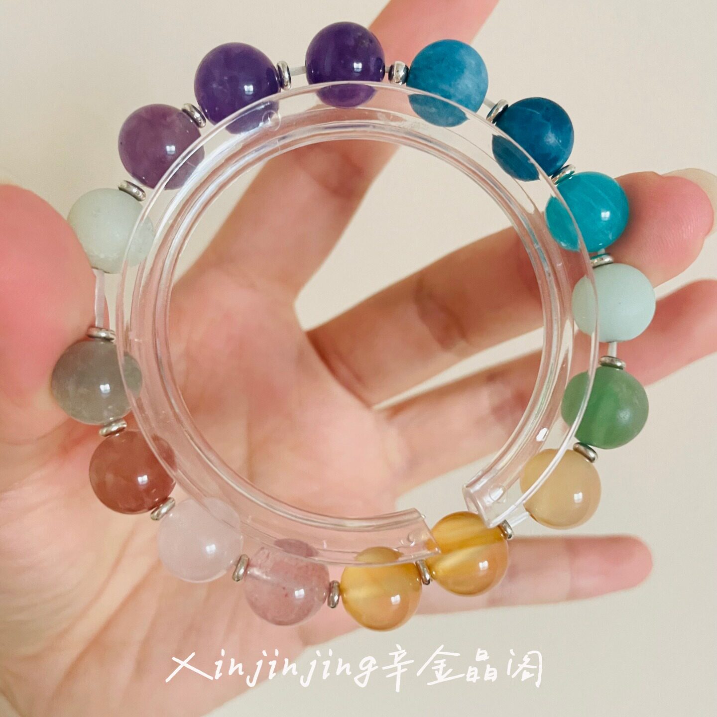 原创蓝色系手链水晶多宝手串图片