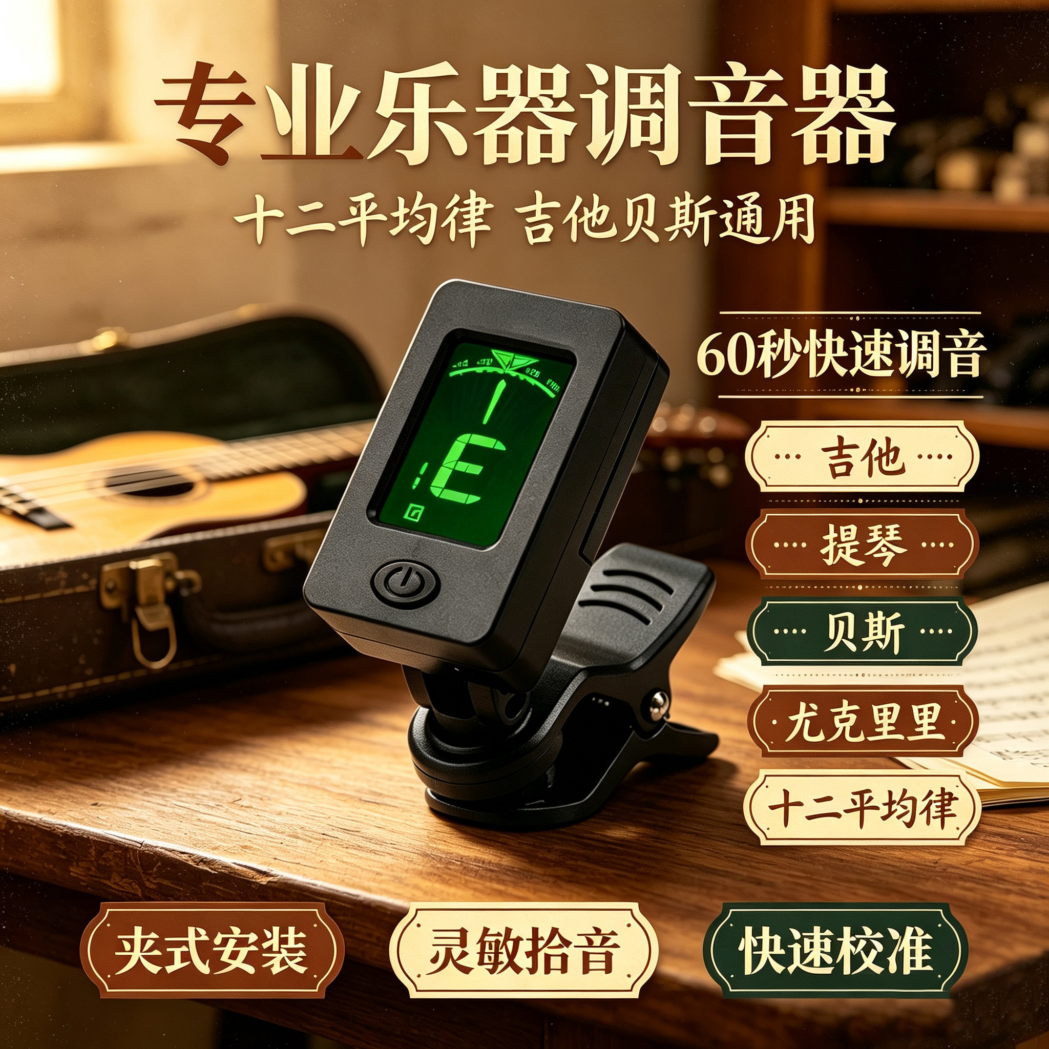 民谣吉他调音器电吉他专业校音器
