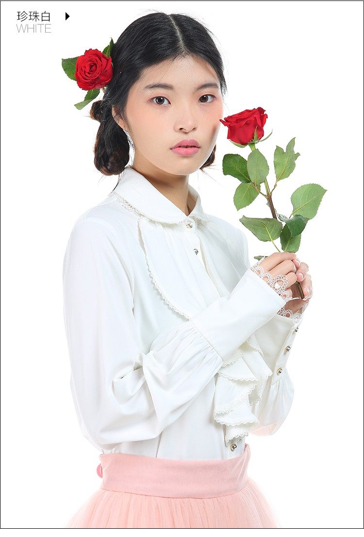 淑女屋专柜正品 沙漠公主 雪纺长袖常规纽扣纯色通勤衬衣ASC11