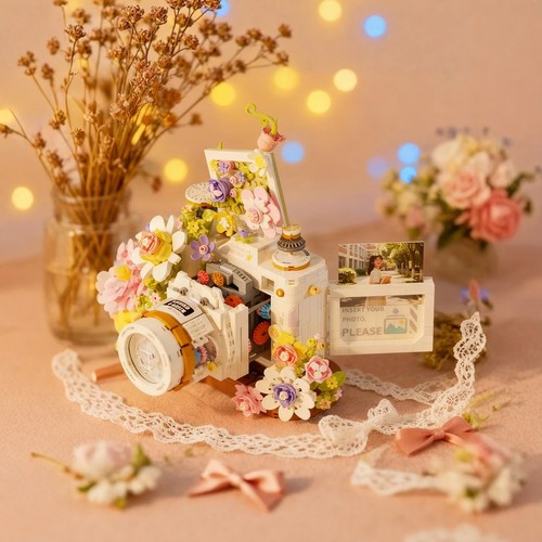 积吉大利复古相机永生花解压积木