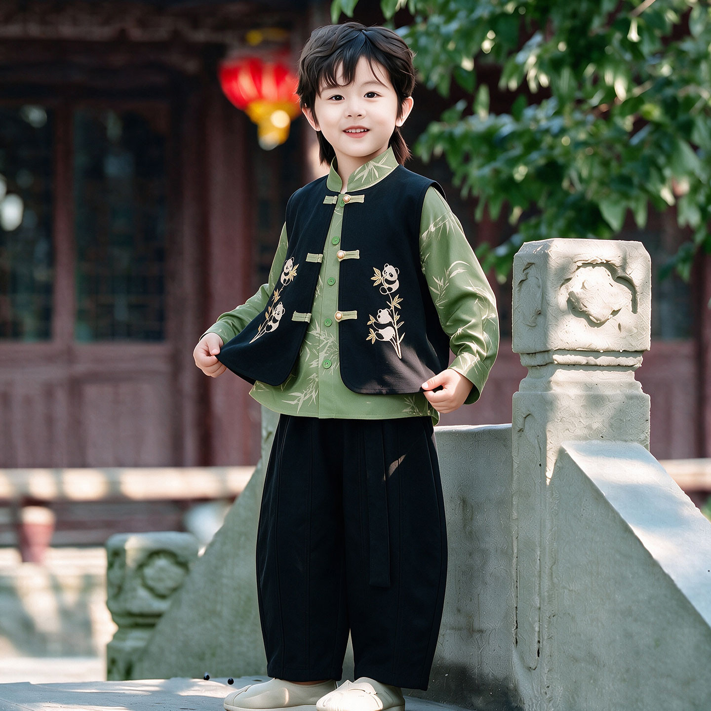 男童秋季汉服新中式国风唐装小男孩中秋节套装儿童古风小少爷古装