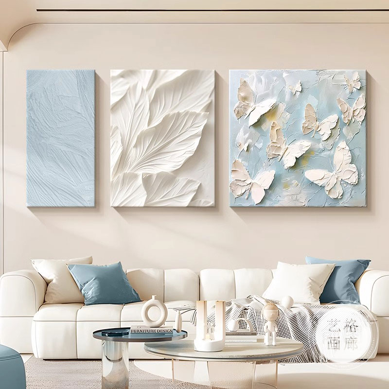 奶油风抽象肌理客厅装饰画