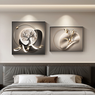 2025新款主卧室床头装饰画轻奢高级感客厅挂画石来运转餐厅墙壁画