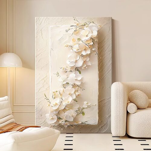 法式奶油风高级感花卉客厅装饰画