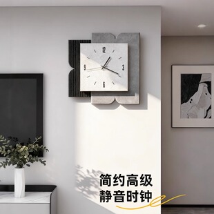 现代极简客厅创意装饰挂钟高级感抽象钟表画2025新款餐厅家用壁钟