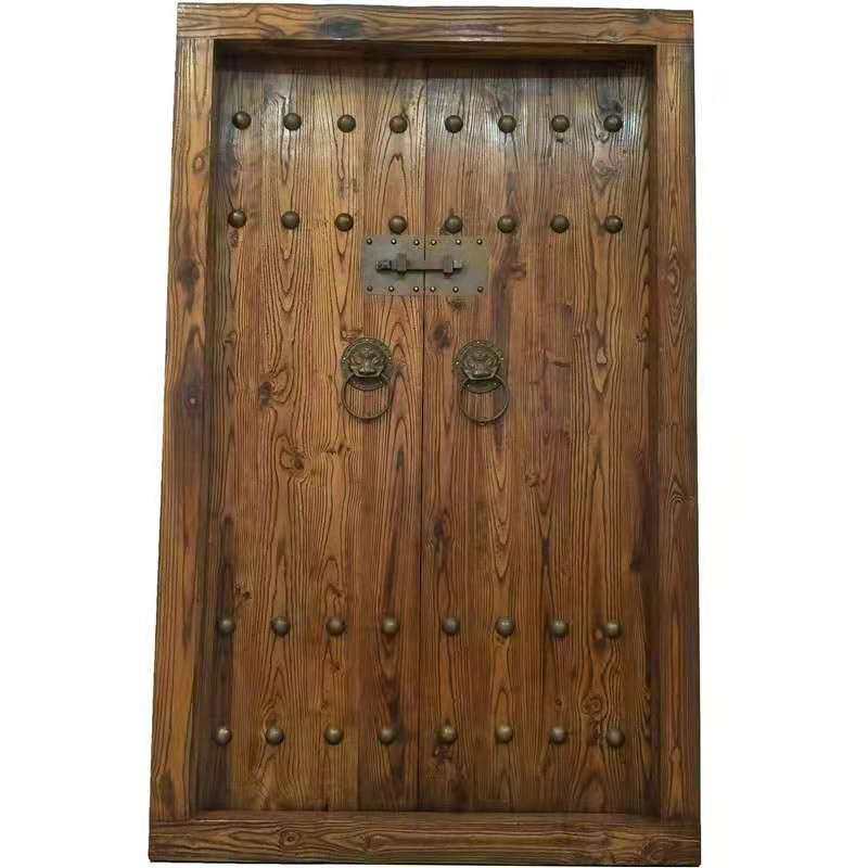 实木户室外大门中式仿古别墅庭院围墙门会所农村四合院双对开大门