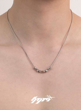 新中式钛钢项链男三竹节吊坠小众设计感国风拼接ins锁骨链女情侣