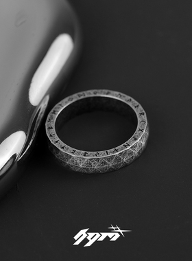 男钛钢欧美复古维京字符戒指指环