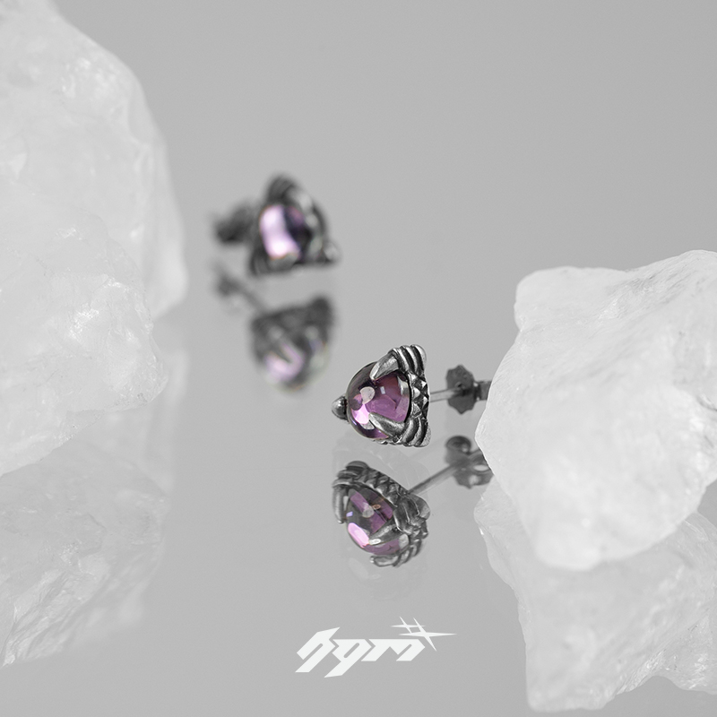 S925纯银龙爪耳钉男新款耳饰小众设计月光石耳环痞帅高级感耳骨钉