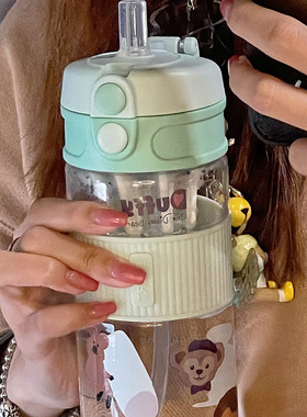 face运动水杯女生超大容量健身水壶夏季耐高温带吸管杯男喝水杯子