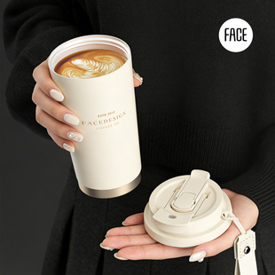 face拿铁杯子女生陶瓷覆层内胆随行杯学生吸管水杯新款咖啡保温杯