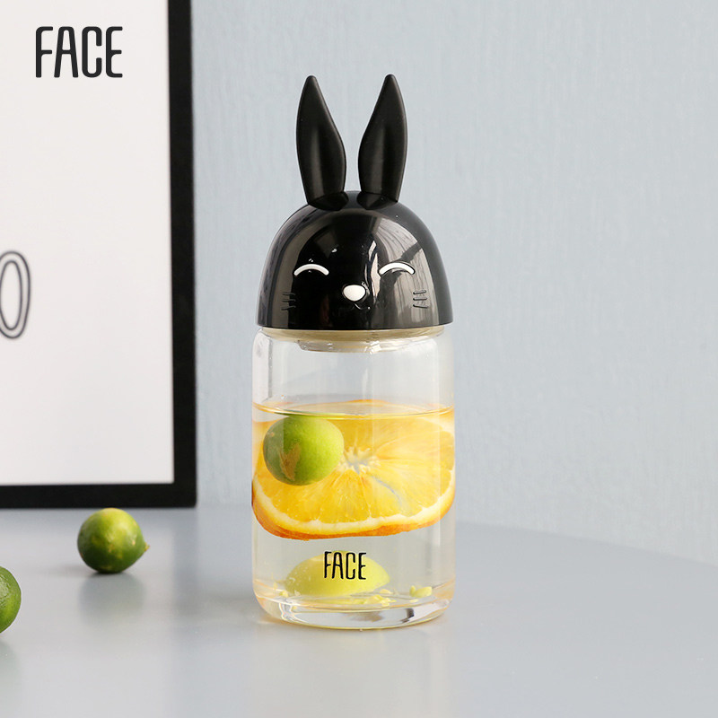 face迷你玻璃杯女学生韩版创意茶杯便携水杯子韩国可爱潮流随手杯