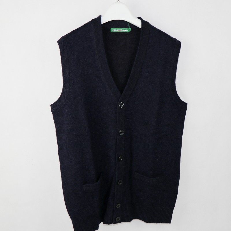 2025冬新款春竹专柜正品男式羊毛V领背心开衫扣子马甲休闲商务