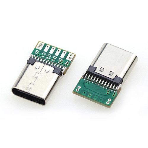 TYPE-C 24P母座6芯带PCB板焊盘充电无电阻支持快充传输6焊点