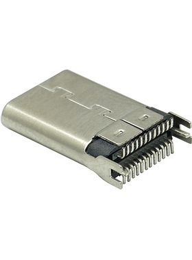 USB3.1 TYPE-C公头连接器立式贴片公头24PIN铆合式鱼叉脚充电头