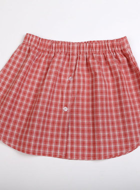 格子韩国百搭下摆装饰裙棉日系毛衣黄色卫衣半身裙OL假两件时尚