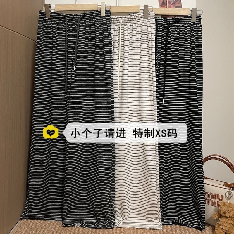 150小个子懒惰风条纹阔腿裤女春季加绒加厚抽绳宽松糯米休闲长裤,女装/女士精品,休闲裤,淘宝优惠券,粉丝福利购,淘宝优惠卷