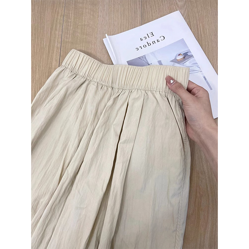 150小矮个子冰丝山本阔腿裤女夏季宽松皱褶遛弯裤145xs小码休闲裤