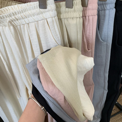 棉麻冰丝阔腿裤女夏季薄款垂感