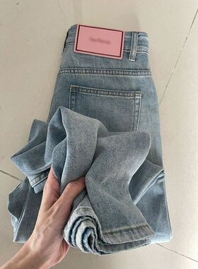 小个子150穿搭粉标九分牛仔阔腿裤高腰女145百搭显高xs码直筒长裤