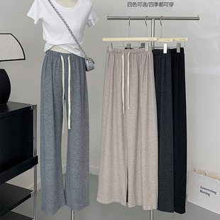 150小个子裤子软糯阔腿裤女秋季垂感懒惰风145xs窄版休闲直筒长裤