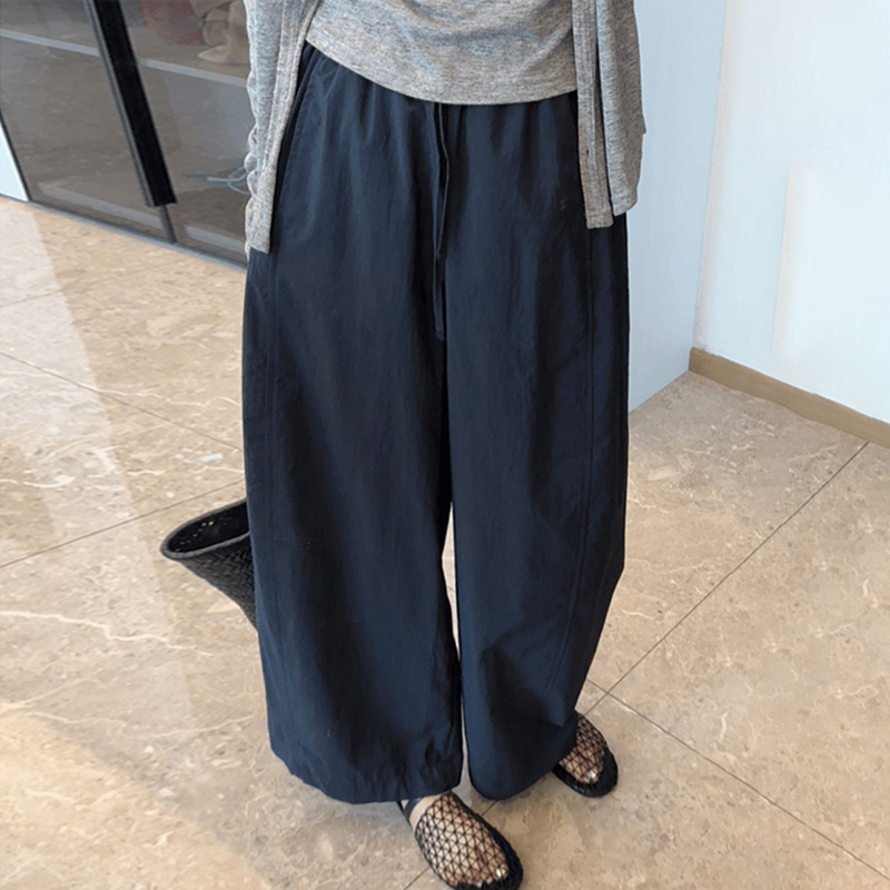 小个子150裤子藏青色速干阔腿裤