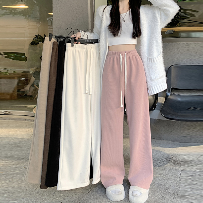 高腰韩版宽松长裤小个子显高